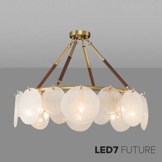 Loft Industry Modern - Leather&Glass Circle Chandelier